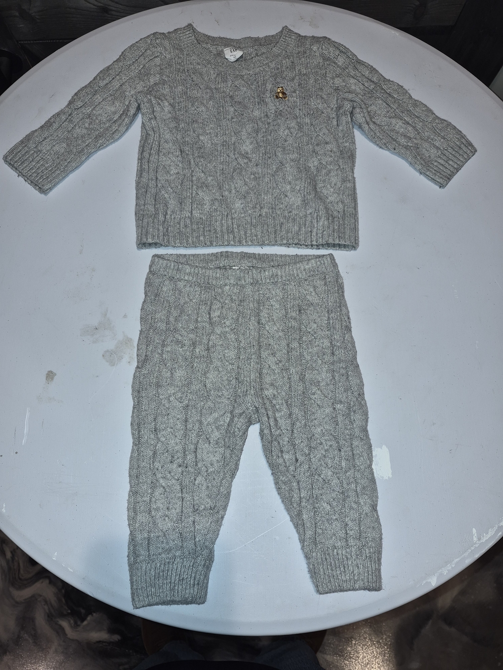 Baby GAP Gray Cable Knit Matching Sweater Set 6-12 Month. So Cute